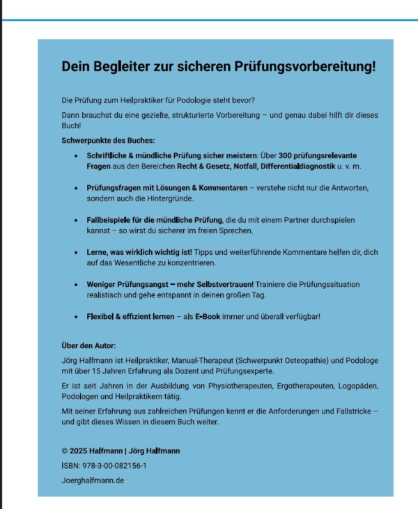 Fit für die Prüfung: Heilpraktiker Podologie – Fragen, Lösungen, Fallbeispiele – Bild 2